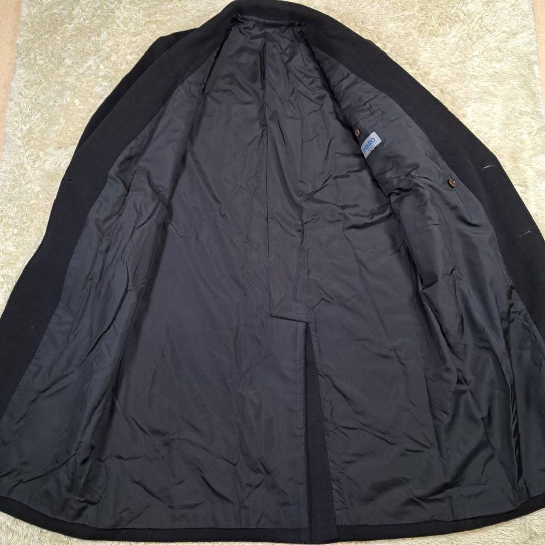 KENZO マキシ丈　着丈121cm　ロングコート　ヘリンボーン　黒