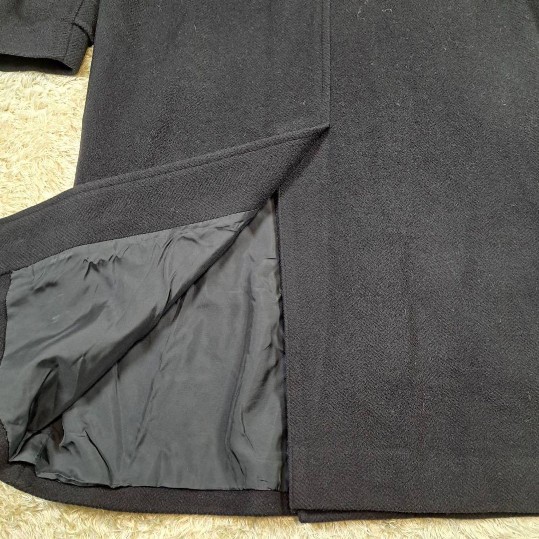 KENZO マキシ丈　着丈121cm　ロングコート　ヘリンボーン　黒