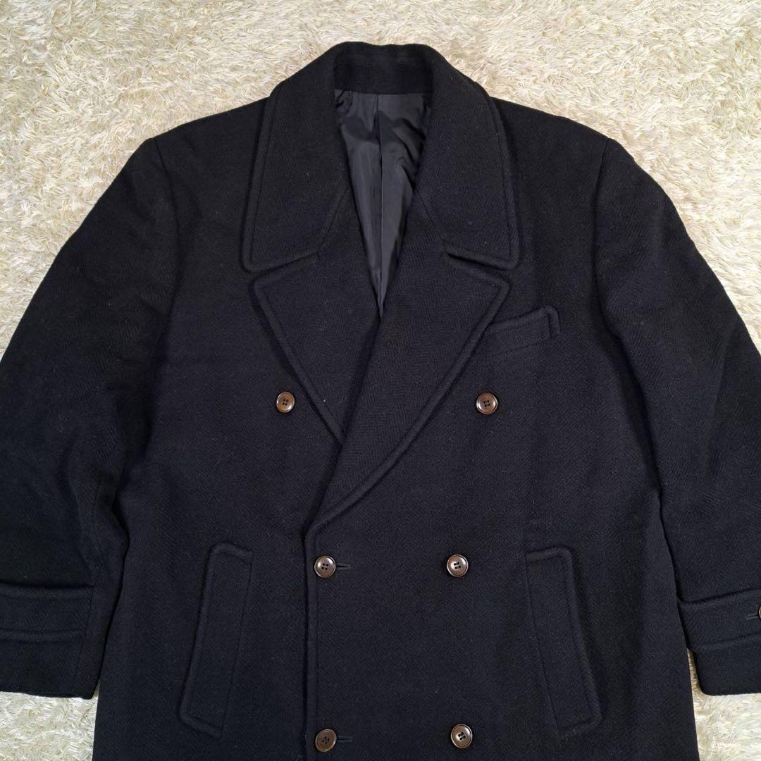 KENZO マキシ丈　着丈121cm　ロングコート　ヘリンボーン　黒