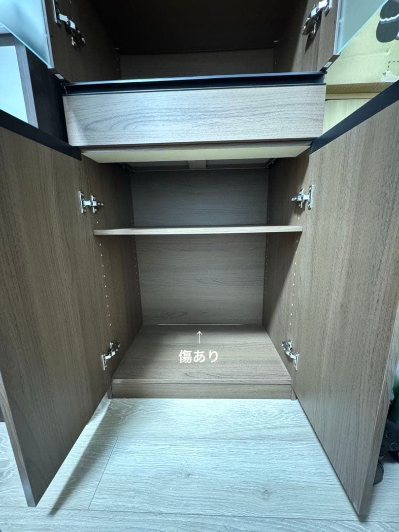 ニトリ　食器棚　ダークブラウン ガラス戸