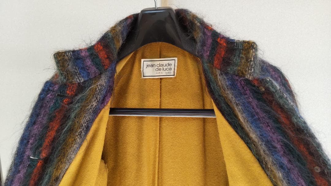 多色ストライプデザイン・ウールロングコート