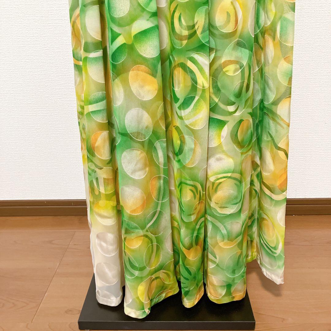 ヨーカン　ワンピース　ドレス　ドット　花柄　グリーン系