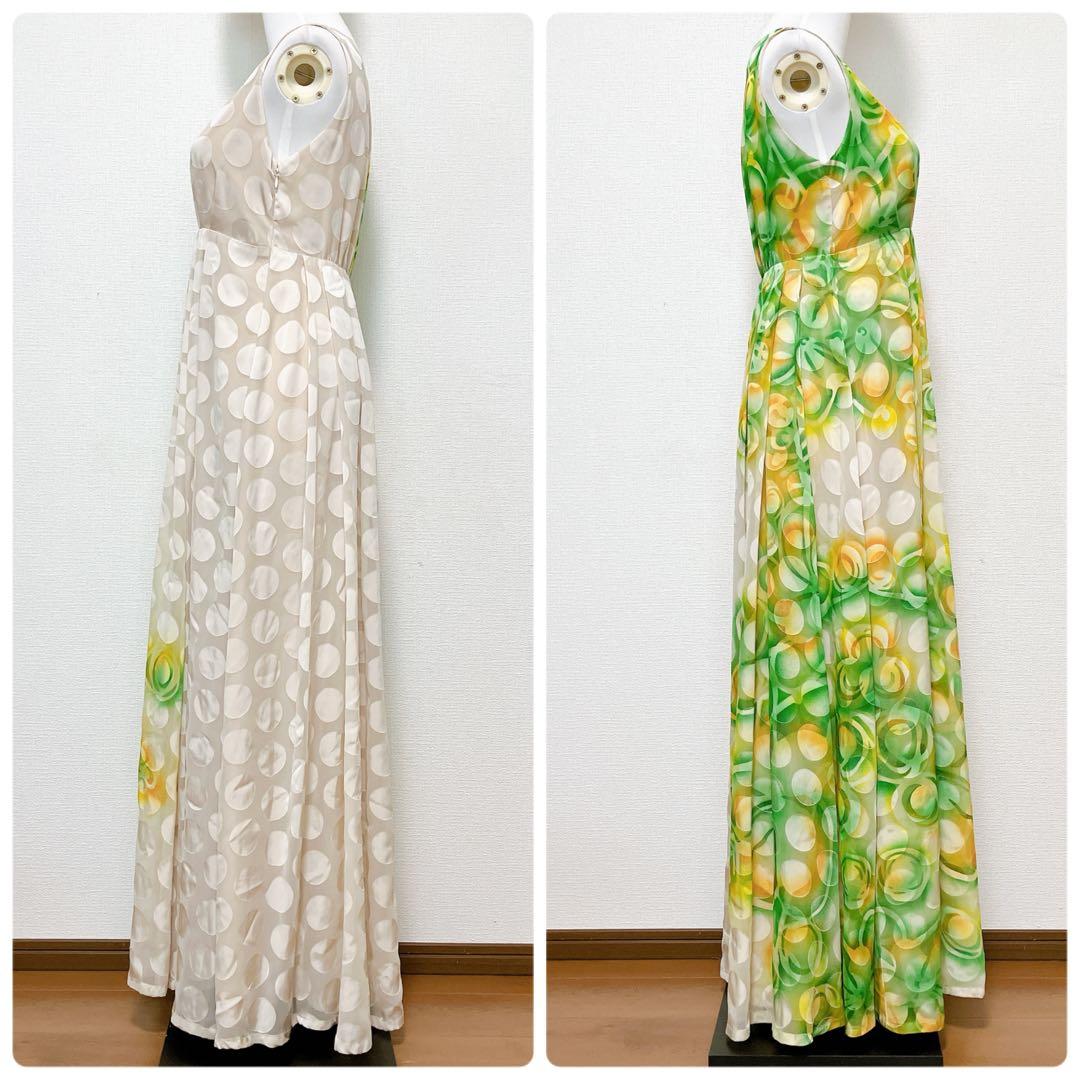 ヨーカン　ワンピース　ドレス　ドット　花柄　グリーン系