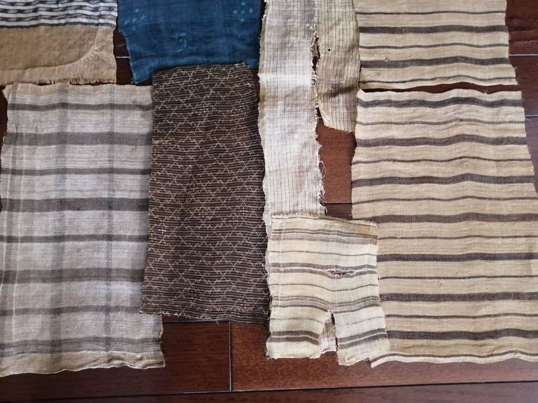 古い芭蕉布ハギレ　13種15点まとめて