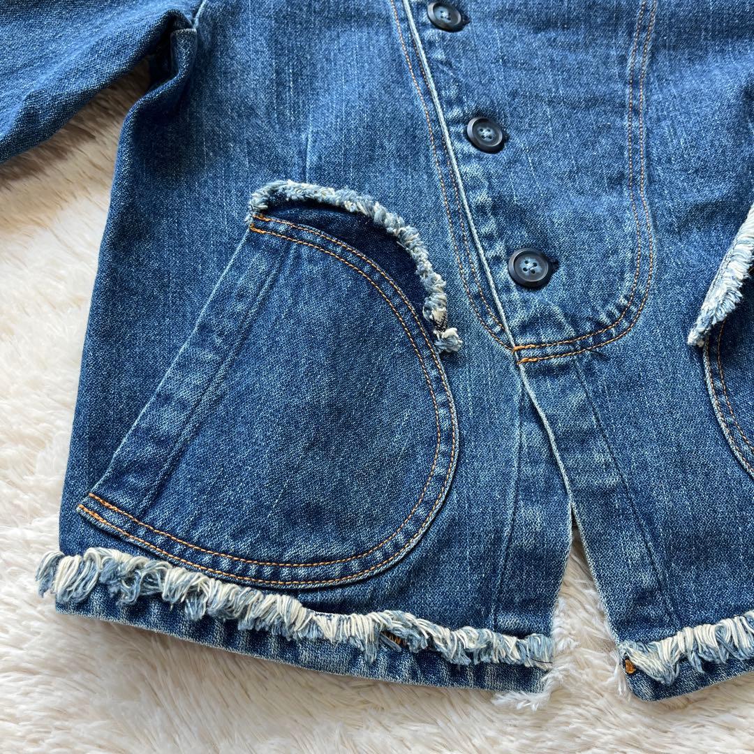 i+mu ノーカラーデニムジャケット インディゴ SENSO UNICO