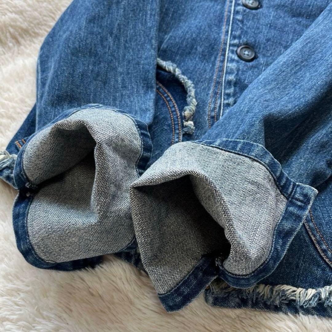 i+mu ノーカラーデニムジャケット インディゴ SENSO UNICO