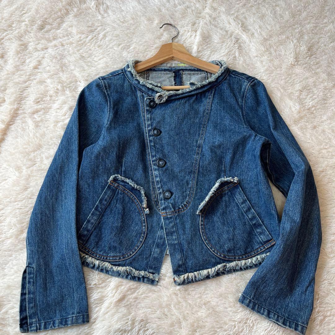 i+mu ノーカラーデニムジャケット インディゴ SENSO UNICO