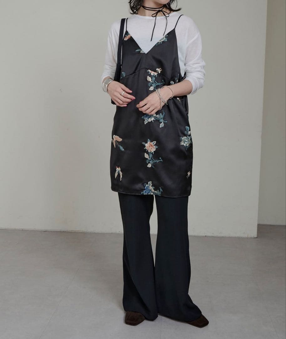 Omekashi （オメカシ）レイヤードキャミチュニック ブラック