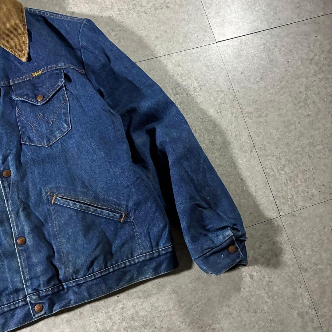 USA製70s Wranglerブランケットデニムジャケット襟コーズサイズ48