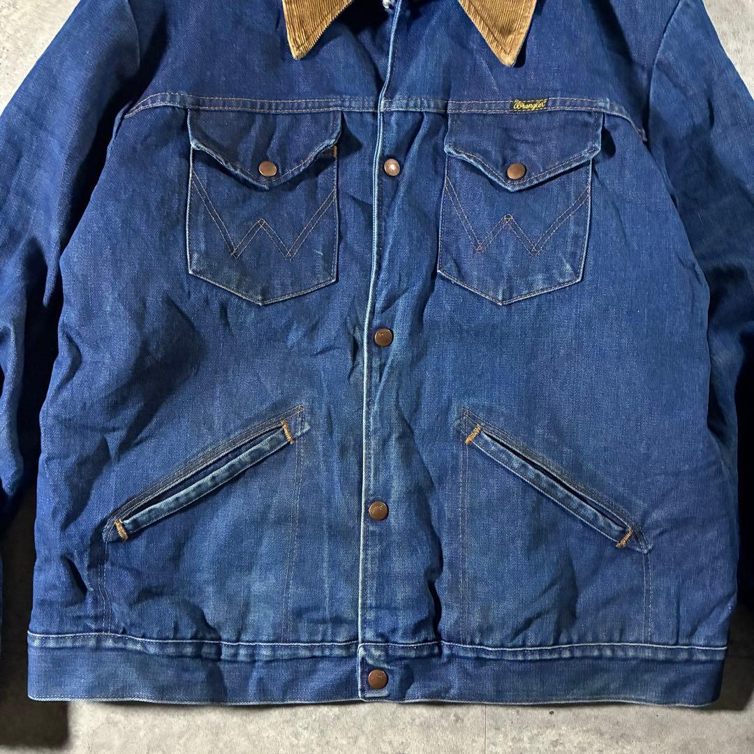 USA製70s Wranglerブランケットデニムジャケット襟コーズサイズ48
