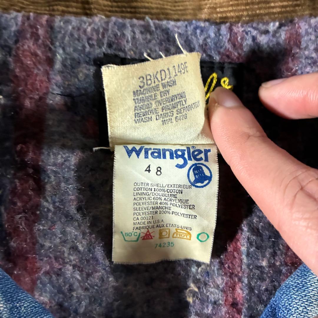 USA製70s Wranglerブランケットデニムジャケット襟コーズサイズ48