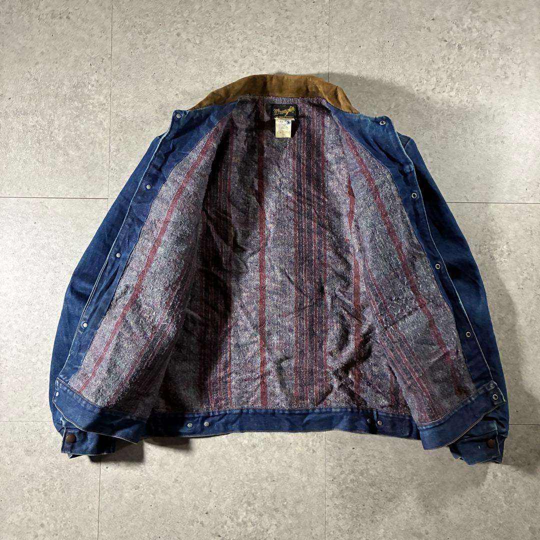 USA製70s Wranglerブランケットデニムジャケット襟コーズサイズ48