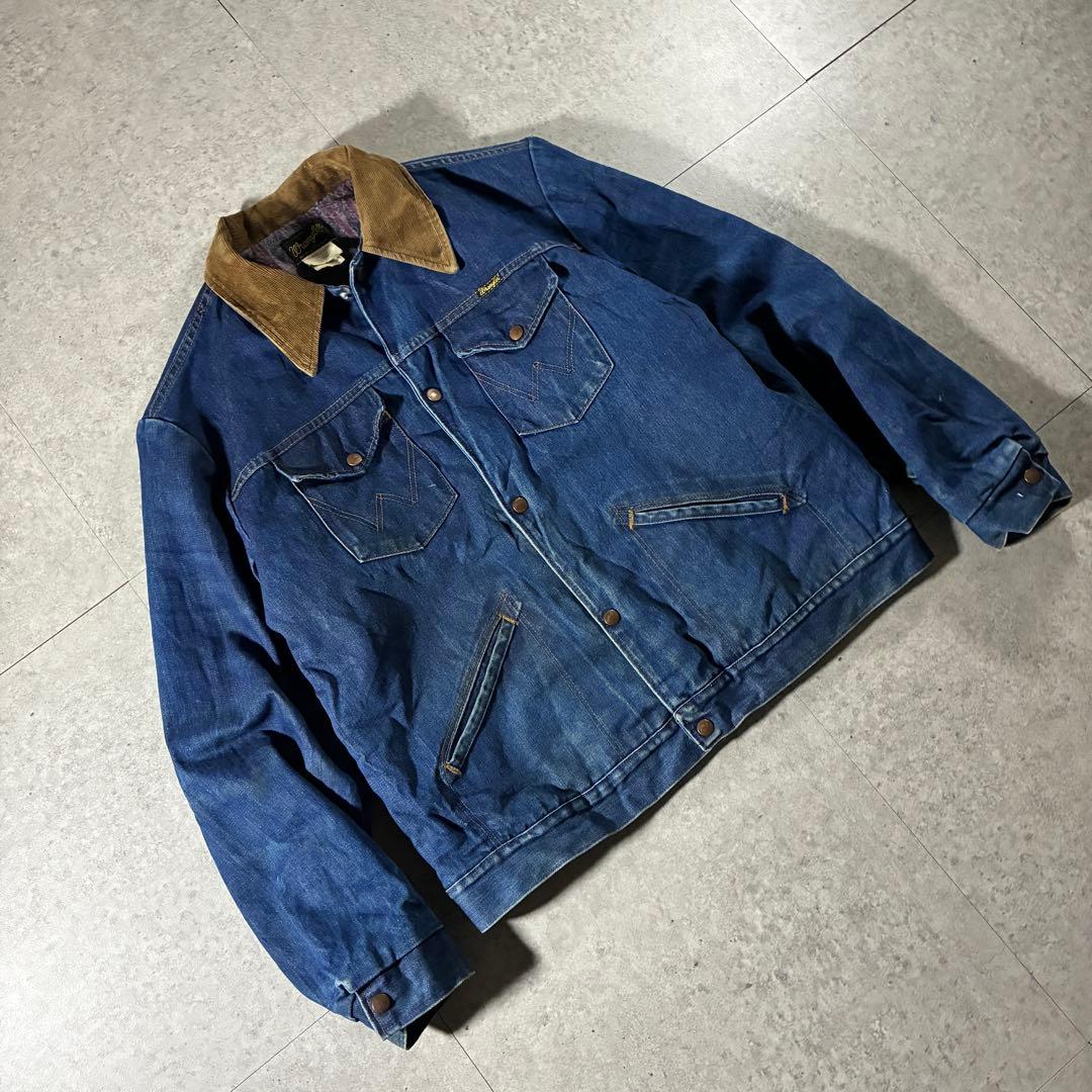 USA製70s Wranglerブランケットデニムジャケット襟コーズサイズ48