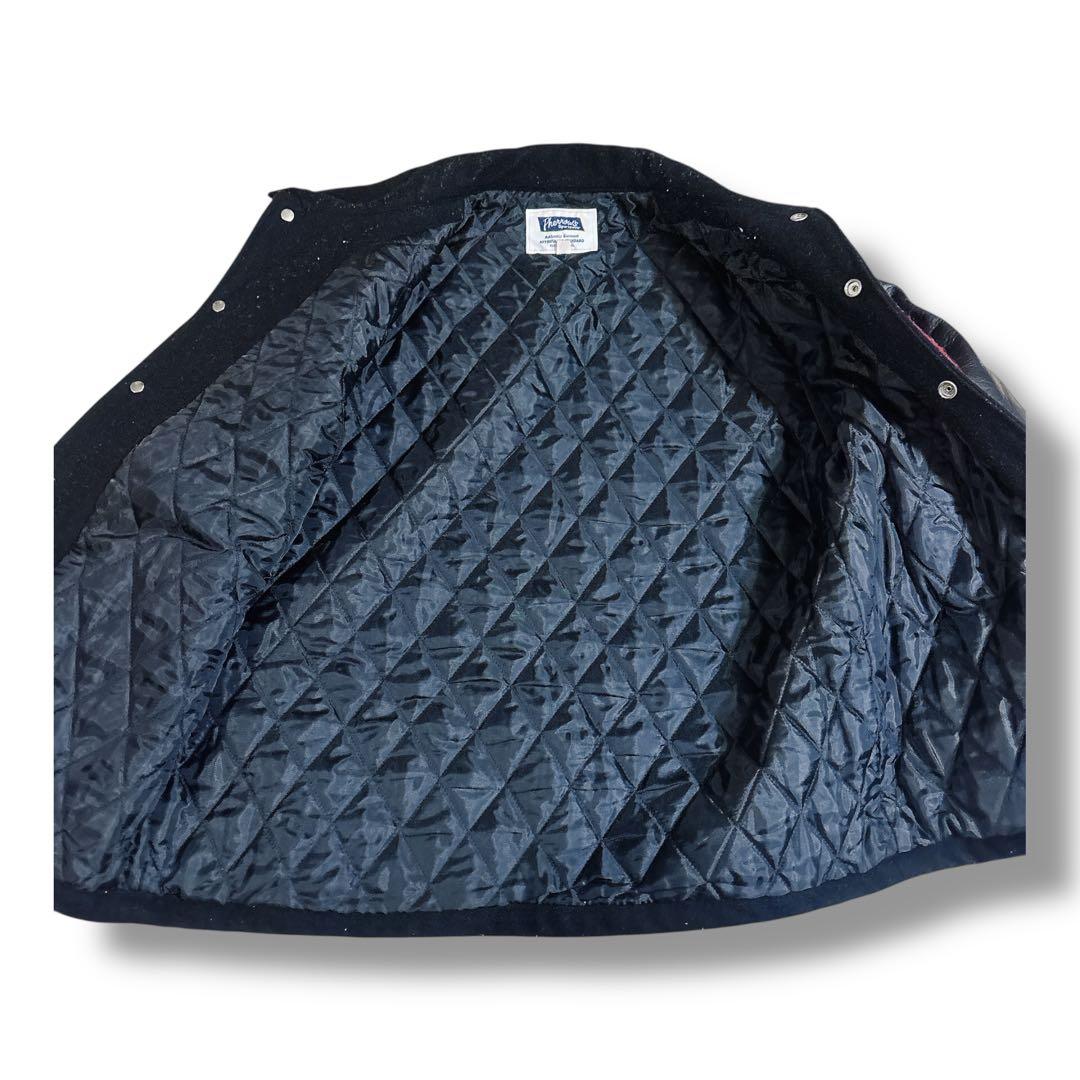 フェローズ スタジャン バーシティジャケット ブラック 牛革 Pワッペン L