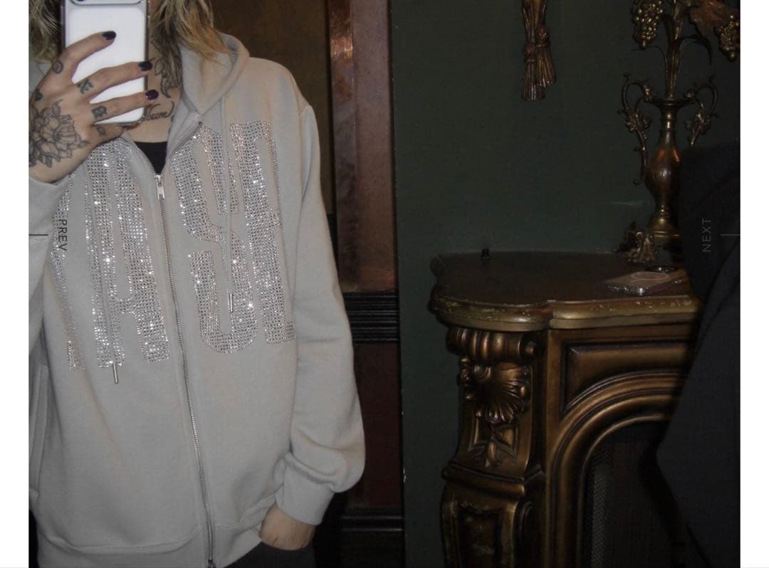 YASB Rhinestone Logo Zip Hoodie （Lサイズ）