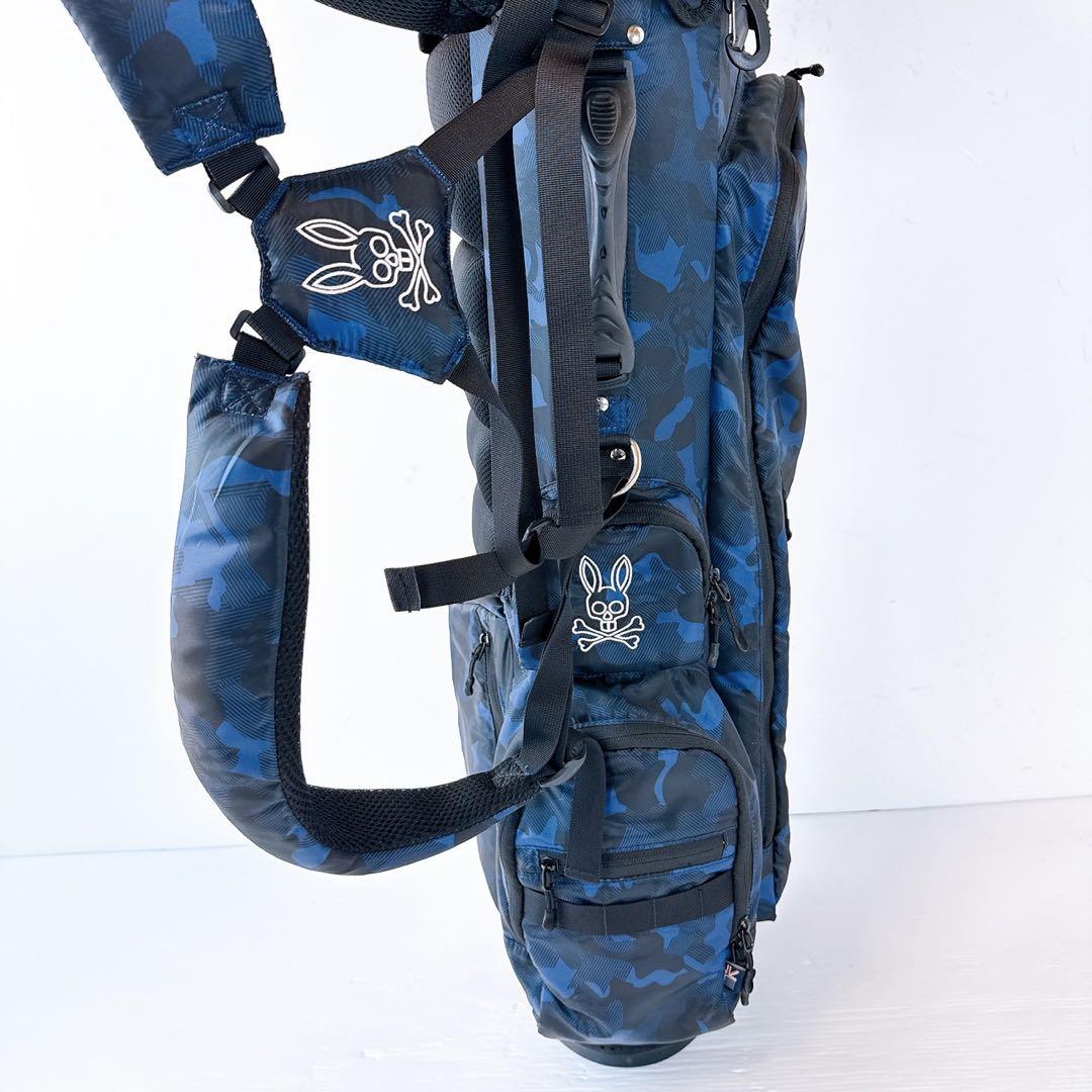 サイコバニー 　キャディバッグ　迷彩（カモ柄）　スタンド式　ネイビー　軽量