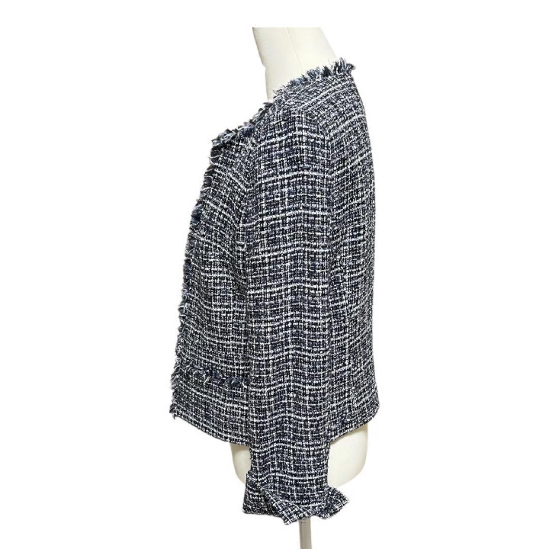 美品UNTITLED ラメツイード ノーカラージャケット M 黒系 フォーマル