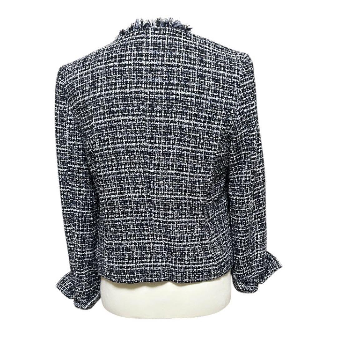 美品UNTITLED ラメツイード ノーカラージャケット M 黒系 フォーマル