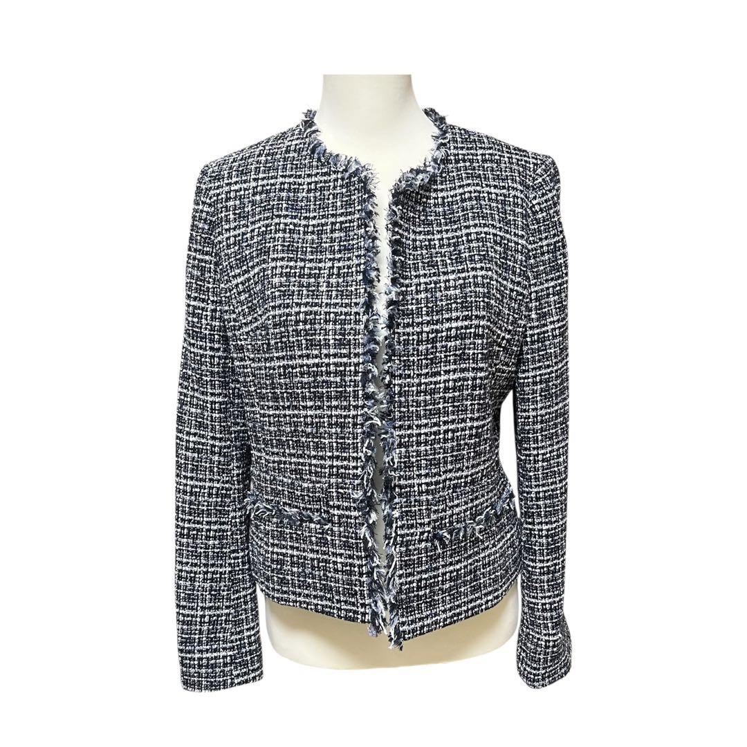 美品UNTITLED ラメツイード ノーカラージャケット M 黒系 フォーマル