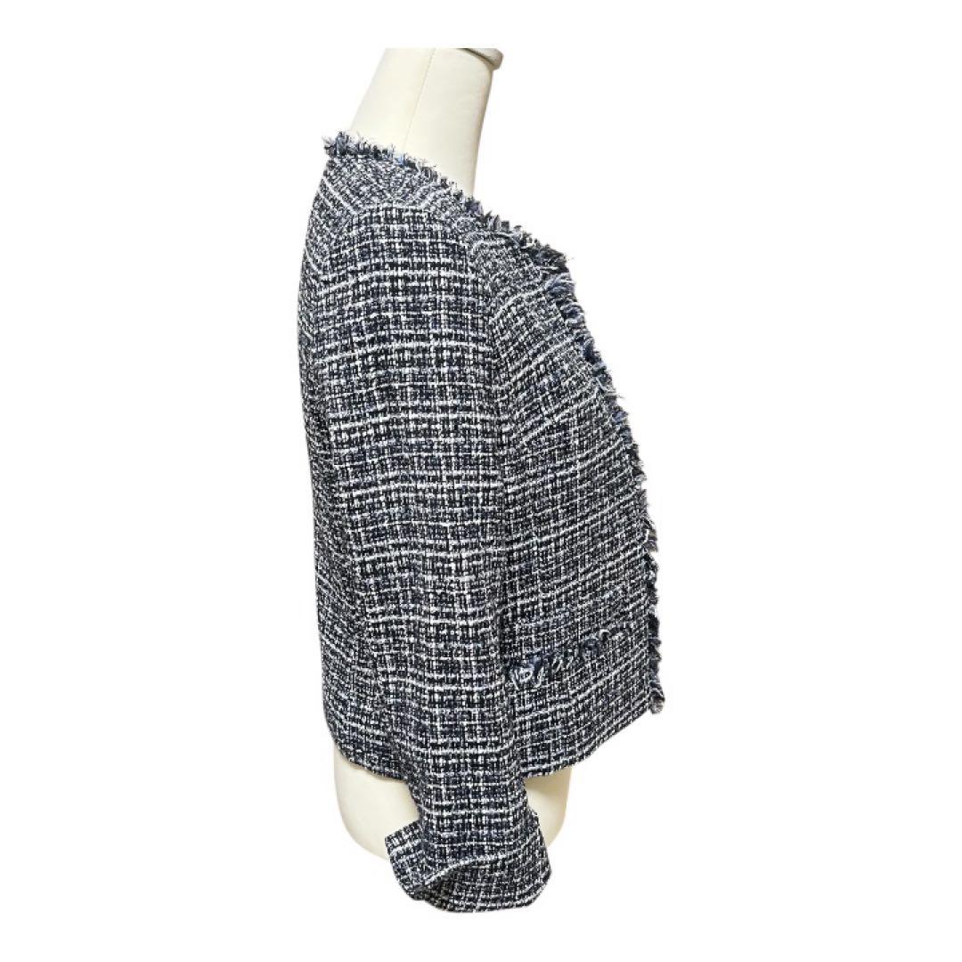 美品UNTITLED ラメツイード ノーカラージャケット M 黒系 フォーマル