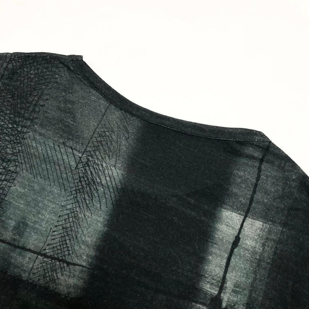 Y's ワイズ 美品21AW ウール 手書き チェックプリント カットソー 2