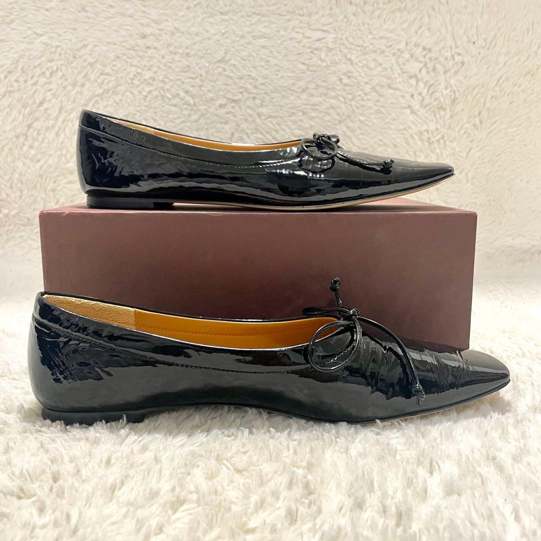 美品 PIPPICHIC ピッピシック スクエアトゥ エナメル フラットシューズ