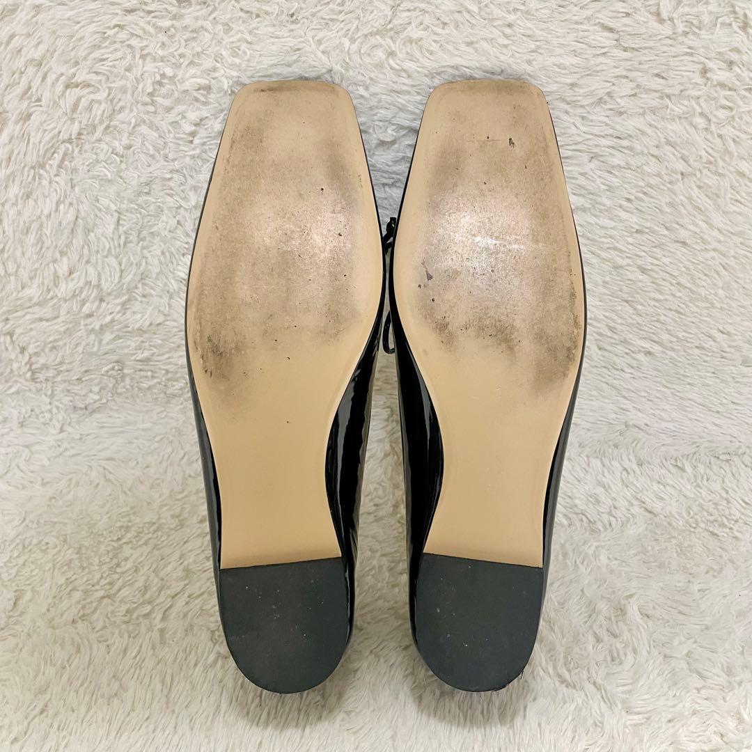 美品 PIPPICHIC ピッピシック スクエアトゥ エナメル フラットシューズ