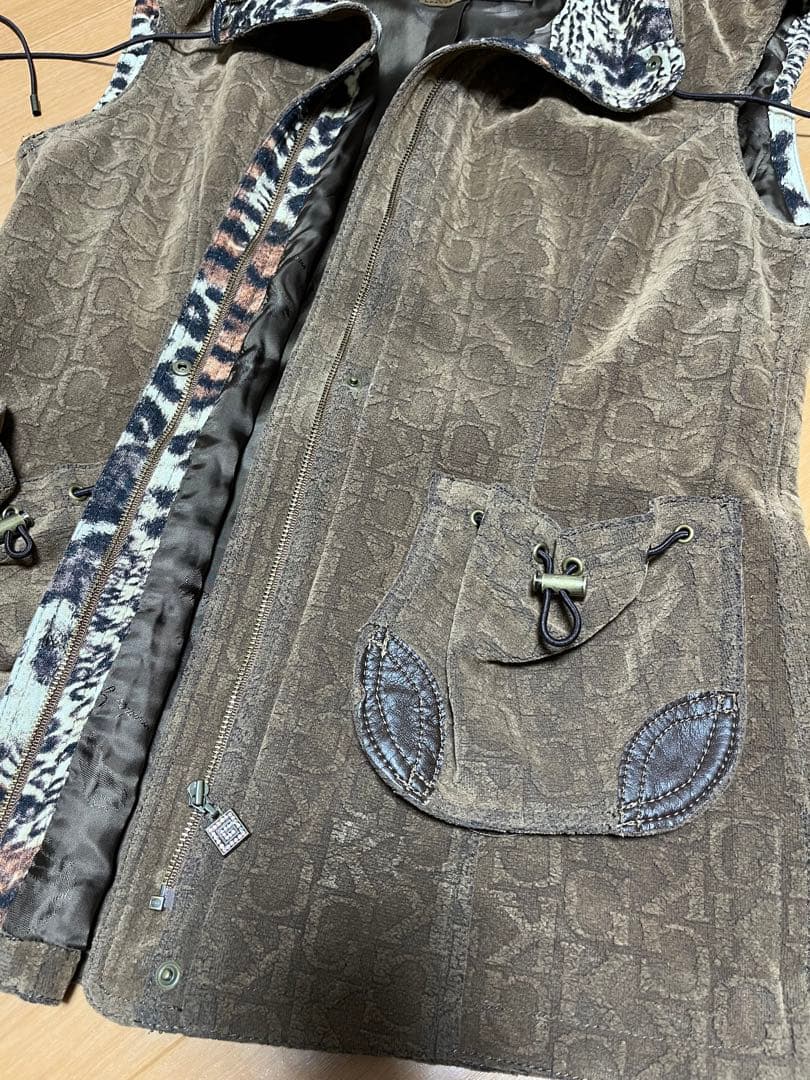 未使用　伊太利屋GKITALIYA ベストジャケット　茶×レオパード柄　おしゃれ