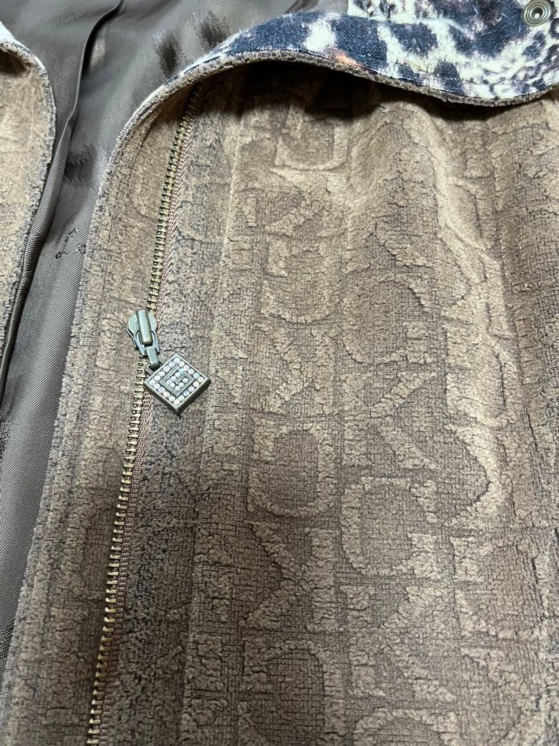 未使用　伊太利屋GKITALIYA ベストジャケット　茶×レオパード柄　おしゃれ
