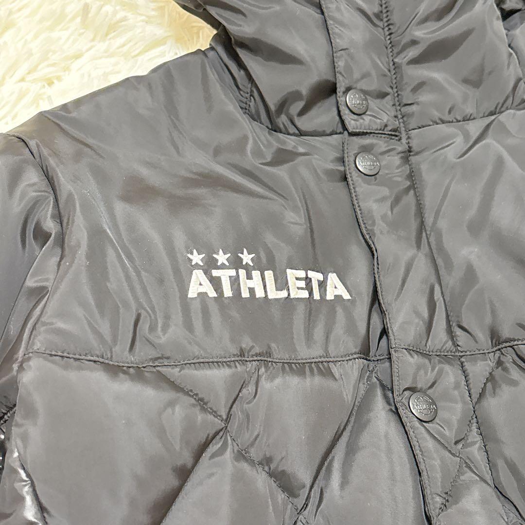 ATHLETA ブラック キルティング ベンチコート 160 サッカー アスレタ