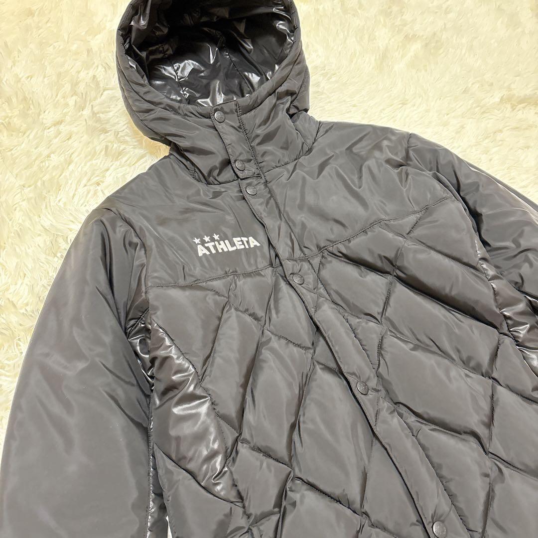 ATHLETA ブラック キルティング ベンチコート 160 サッカー アスレタ