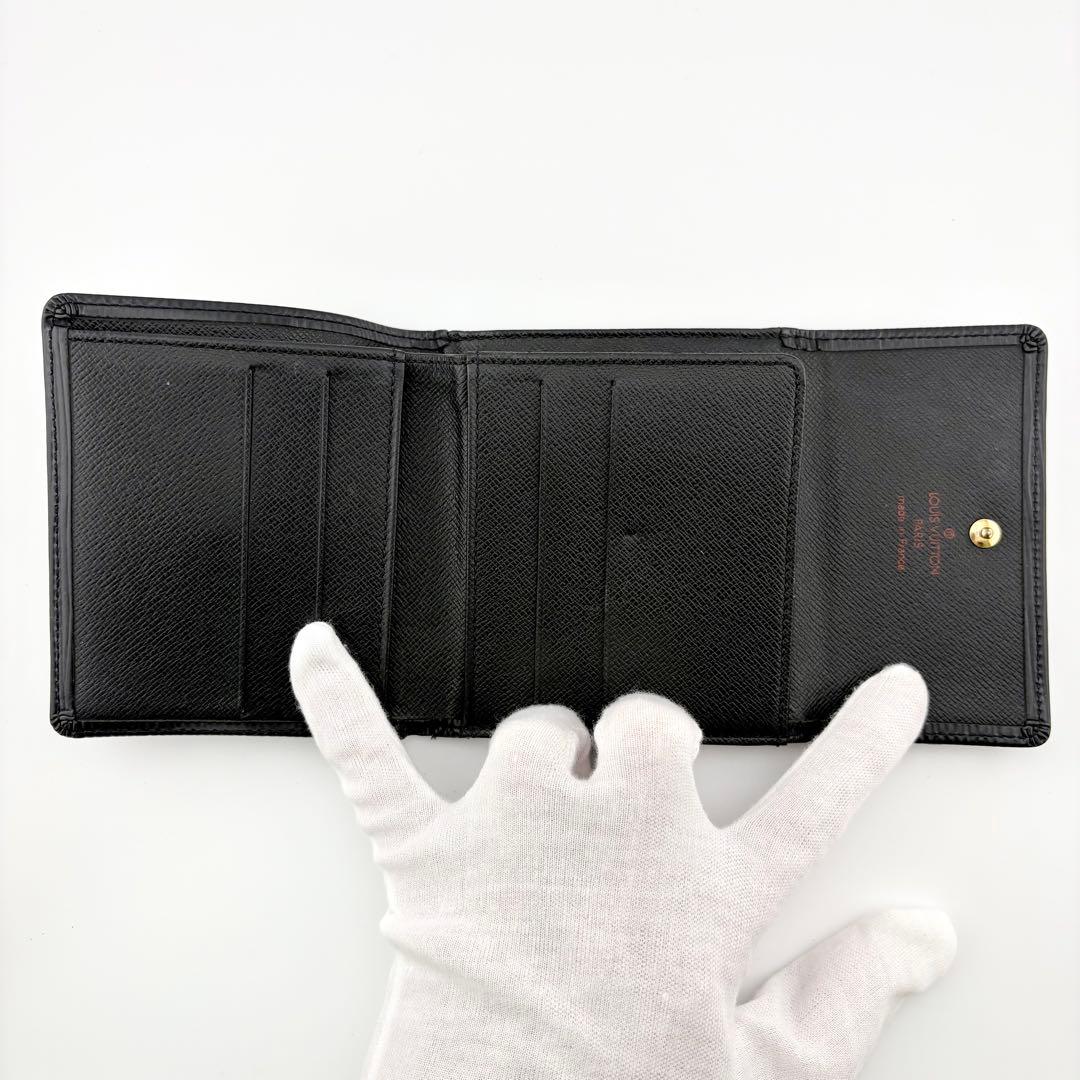 【良品】ルイヴィトン エピ ポルトモネ ビエ カルトクレディ Wホック 黒