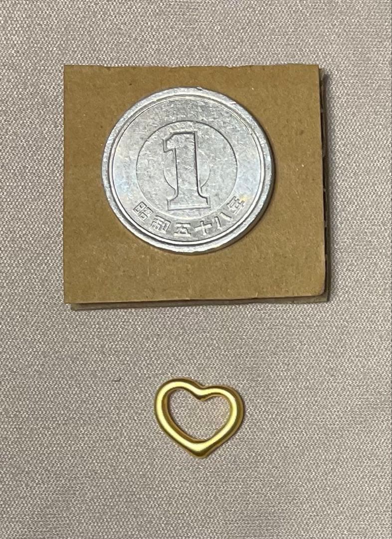 K24　ハートのペンダントトップ　約10mm　マット（?）加工　足金999刻印