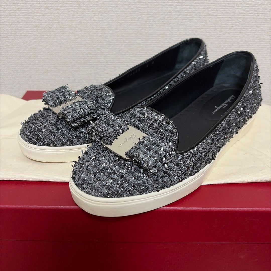 フェラガモ フラットシューズ　スニーカー　6D ツイード