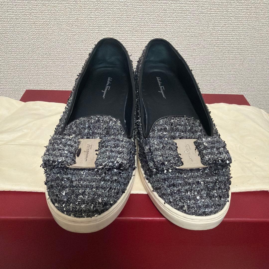 フェラガモ フラットシューズ　スニーカー　6D ツイード