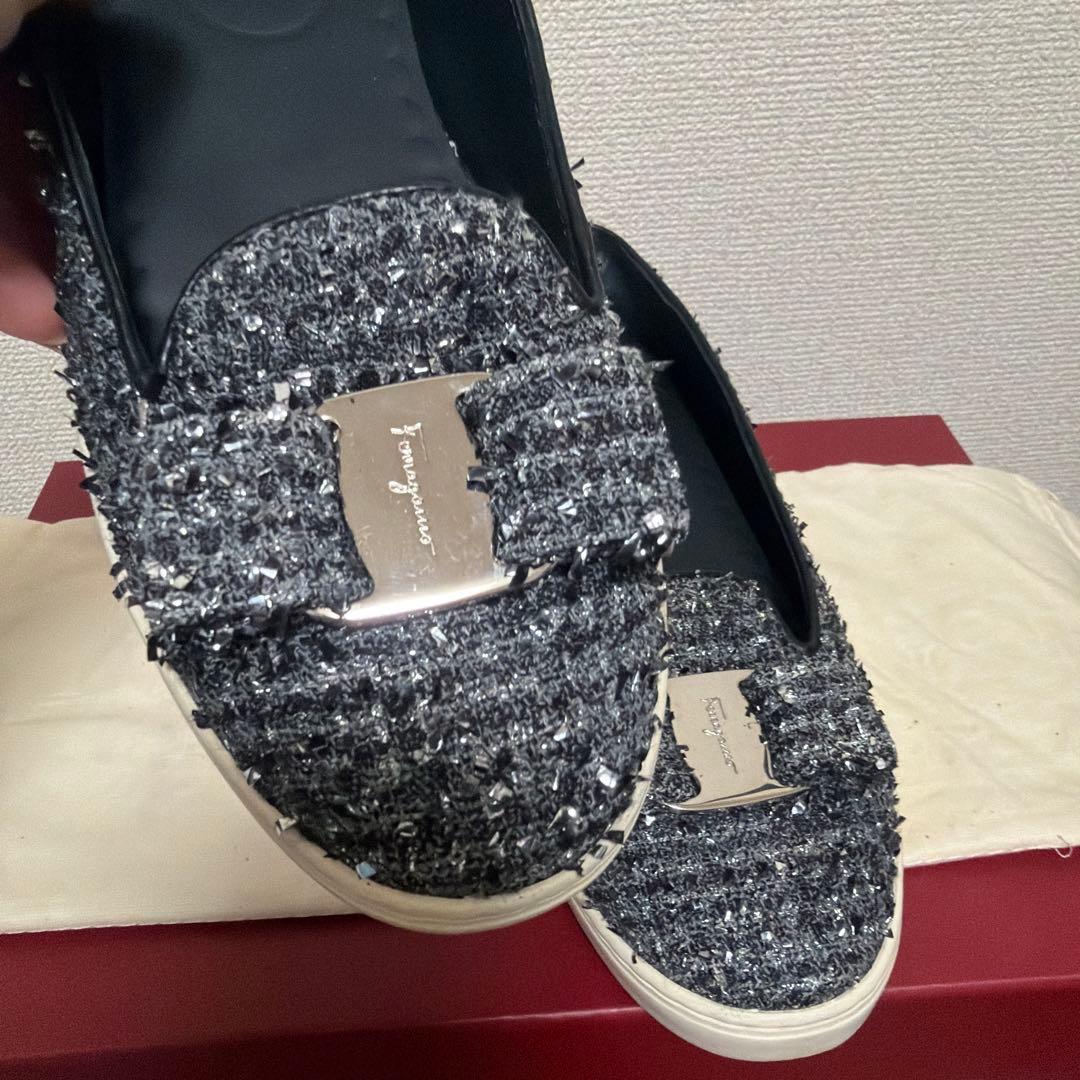 フェラガモ フラットシューズ　スニーカー　6D ツイード