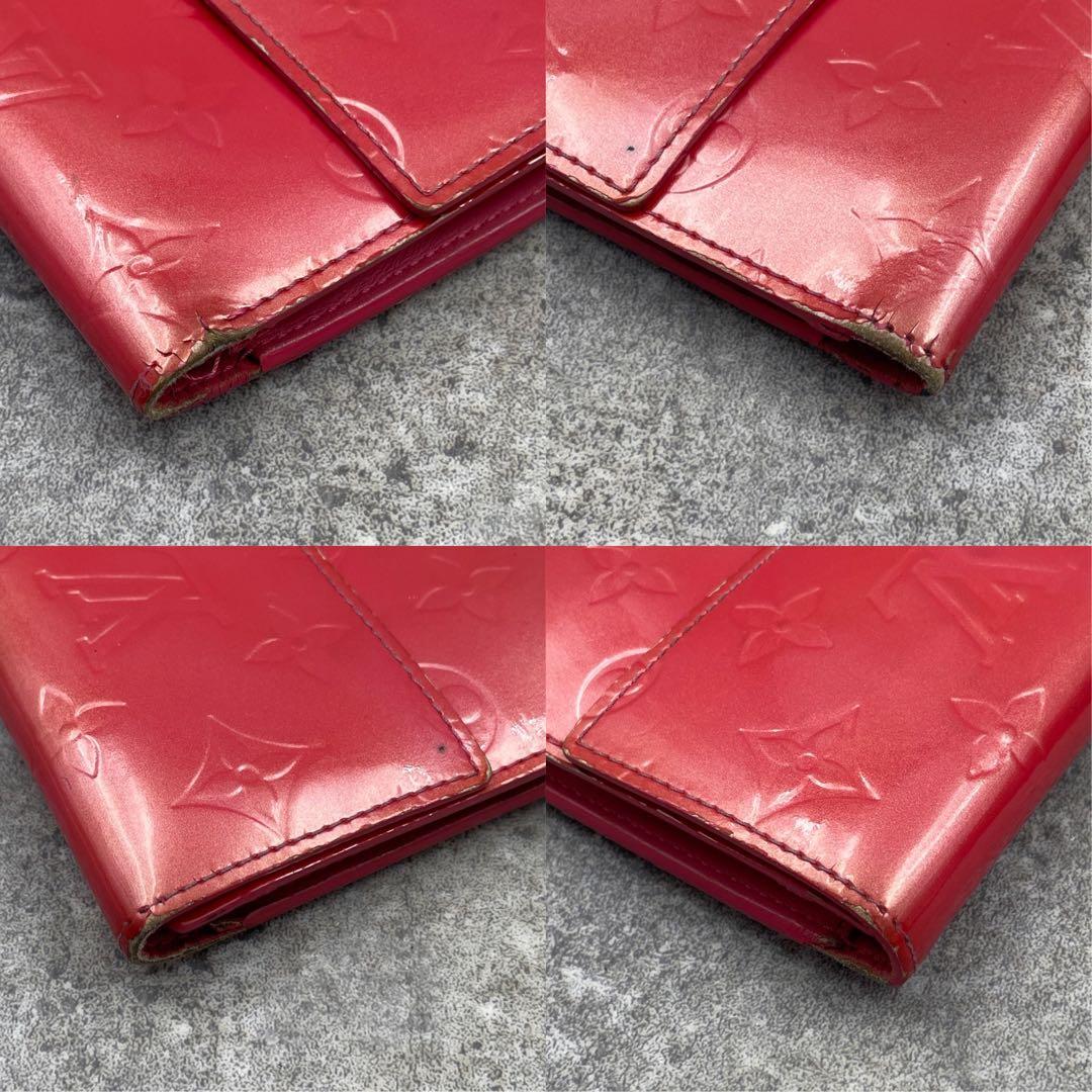 【微美品】ルイヴィトン　ヴェルニ　長財布　折り財布　レッド　赤