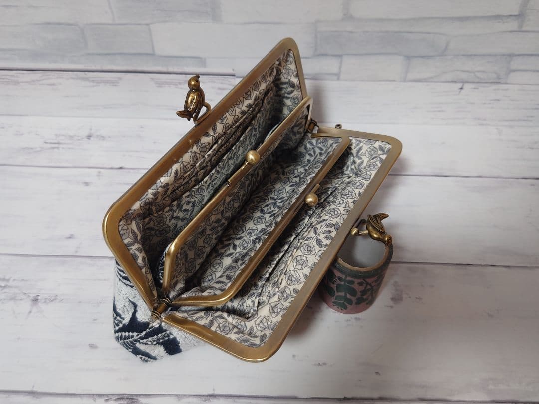 【carnival navy】長財布 ミナペルホネン 親子がま口