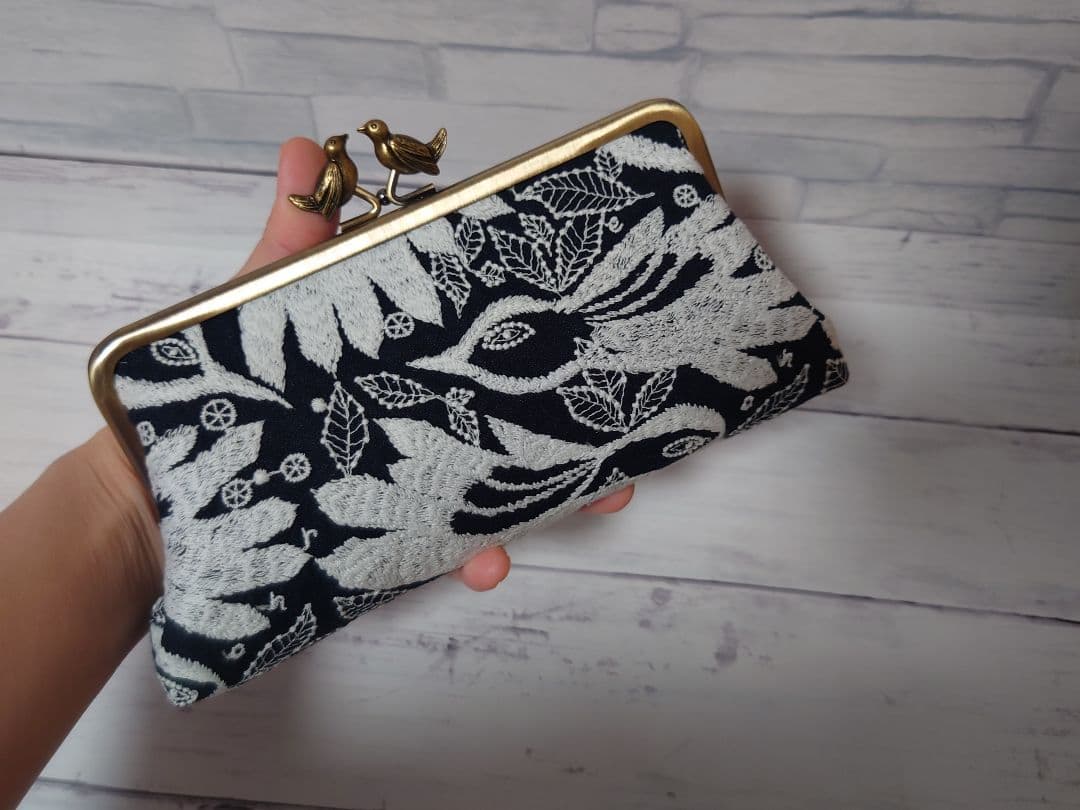 【carnival navy】長財布 ミナペルホネン 親子がま口