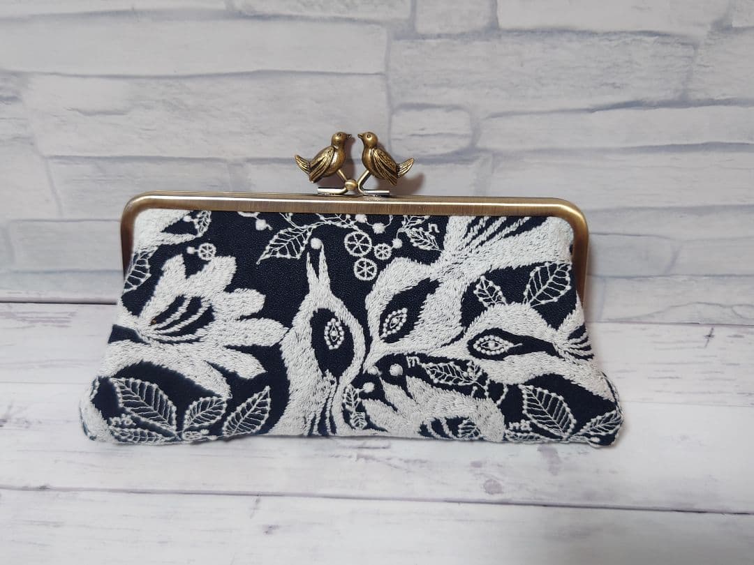 【carnival navy】長財布 ミナペルホネン 親子がま口