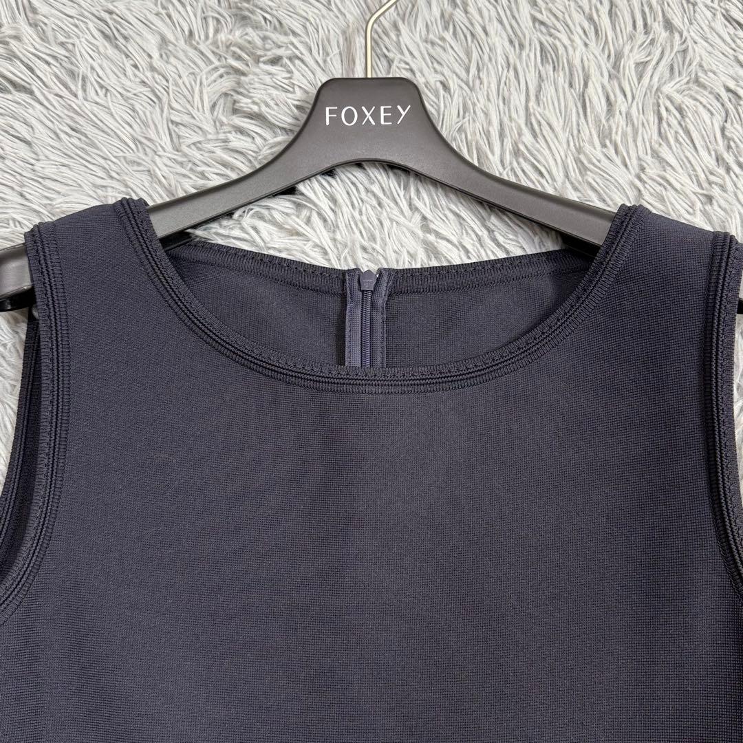 美品✨20年 フォクシー Tuberose ニットフレアワンピース ミッドナイト