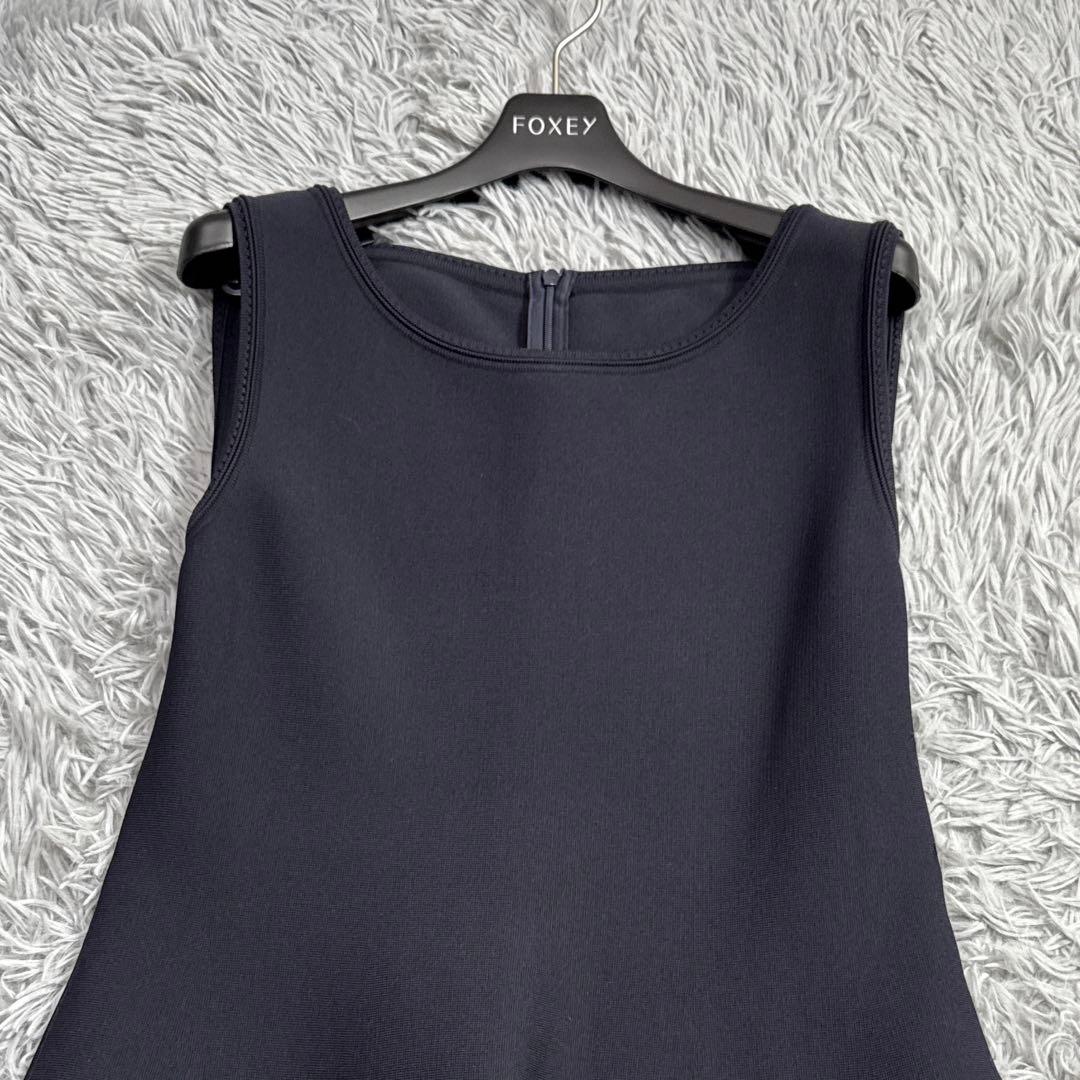 美品✨20年 フォクシー Tuberose ニットフレアワンピース ミッドナイト