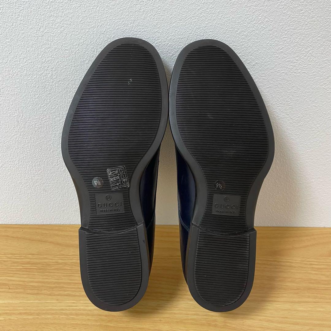 グッチ　ダブルモンクレザーシューズ　ネイビー 322478 9.5