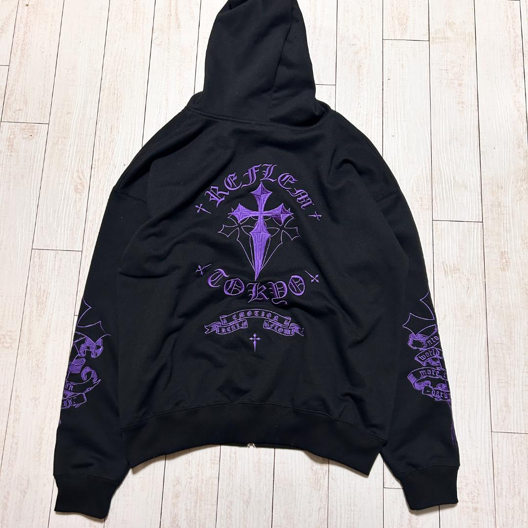 REFLEM レフレム クロス刺繍 ジップアップパーカー