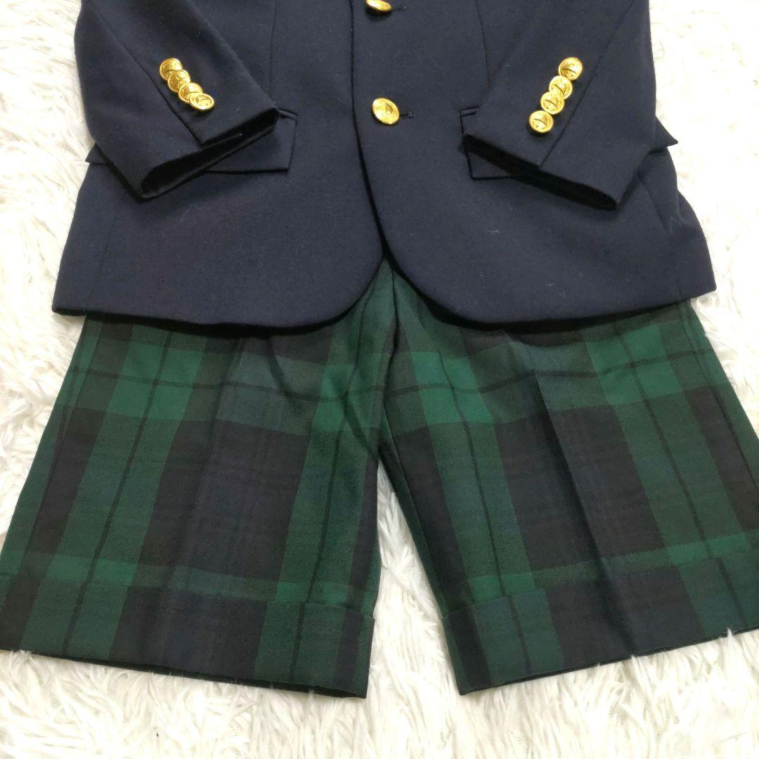 ポロバイラルフローレン 120 男の子 セットアップ 紺ブレ 金ボタン チェック