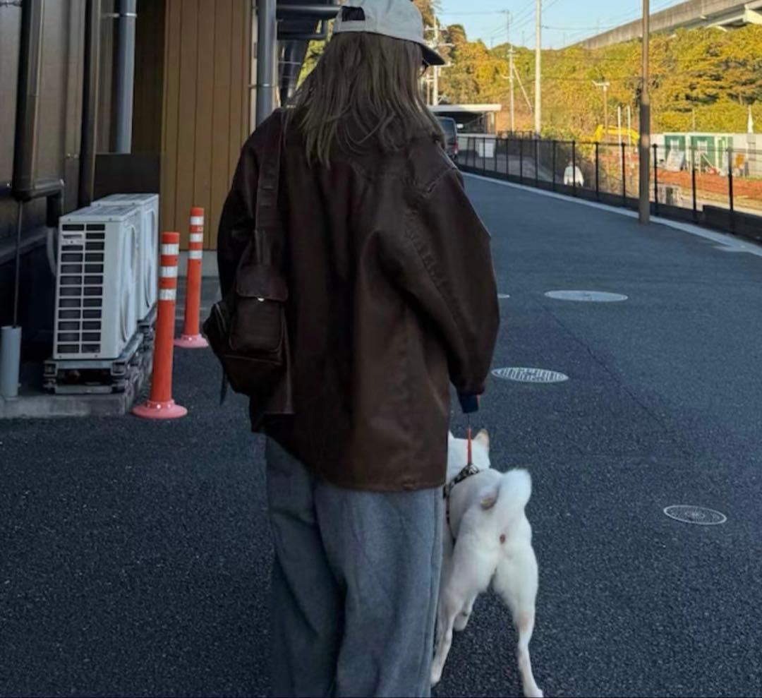 nikoand… フェイクレザーフェードジャケット　ブラウン