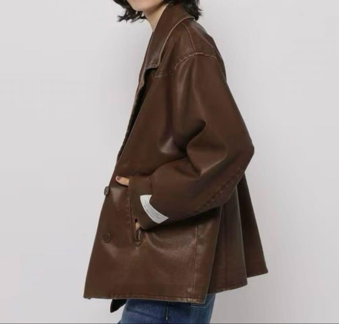 nikoand… フェイクレザーフェードジャケット　ブラウン