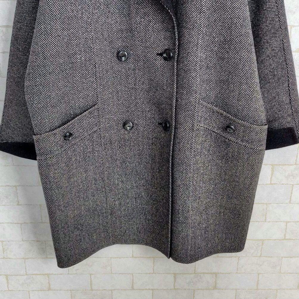 レリアン【M】カシミヤ混30％　チェスターコート　ヘリンボーン柄　レディース
