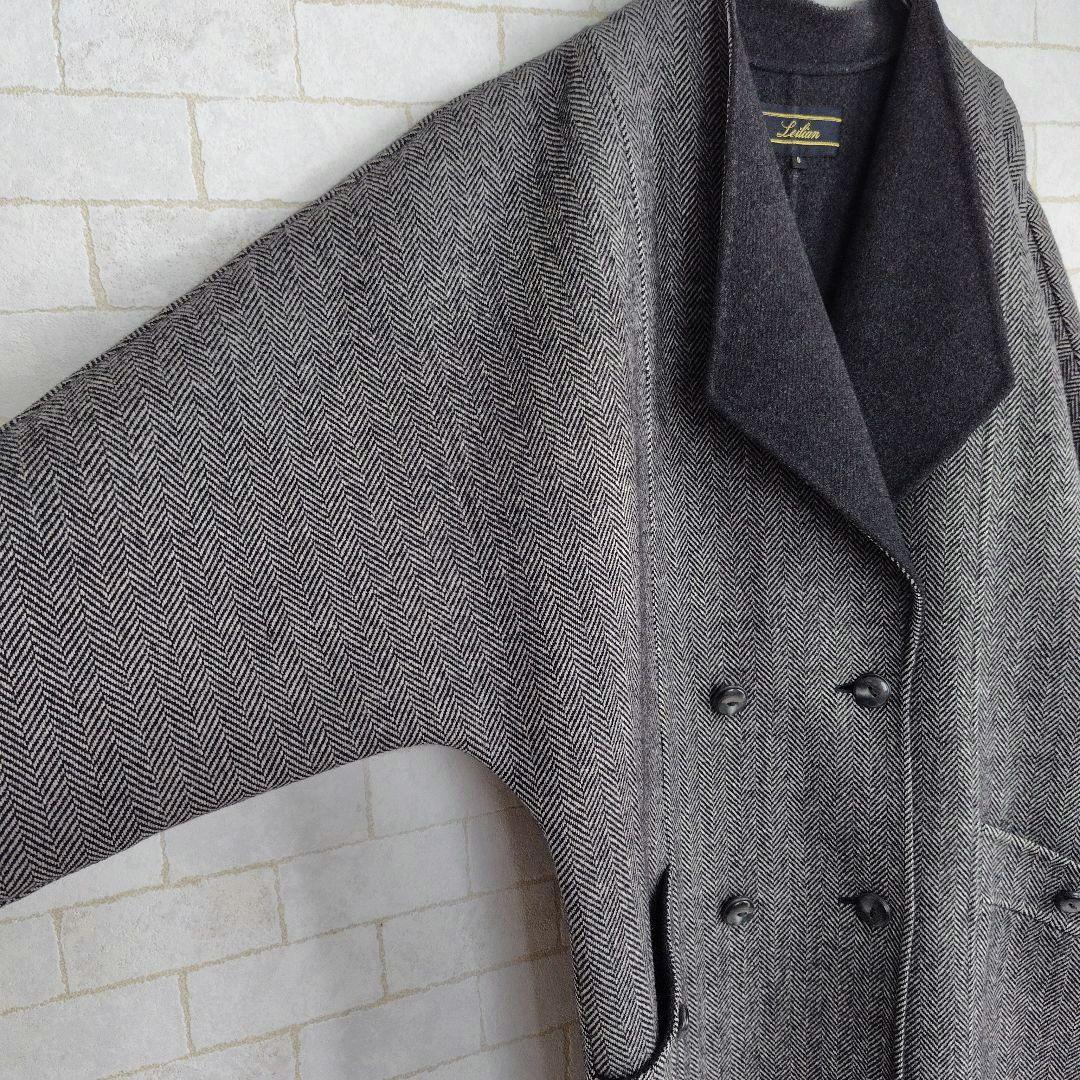 レリアン【M】カシミヤ混30％　チェスターコート　ヘリンボーン柄　レディース