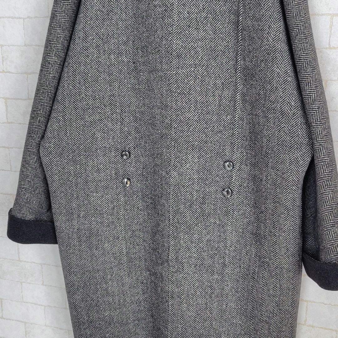 レリアン【M】カシミヤ混30％　チェスターコート　ヘリンボーン柄　レディース